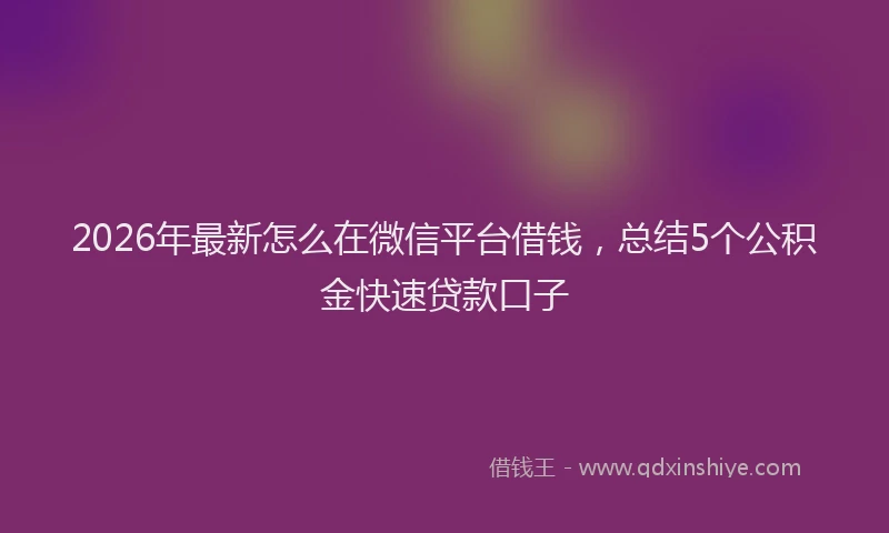 2026年最新怎么在微信平台借钱，总结5个公积金快速贷款口子