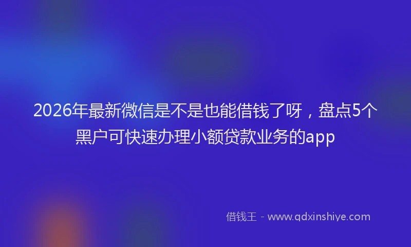 2026年最新微信是不是也能借钱了呀，盘点5个黑户可快速办理小额贷款业务的app