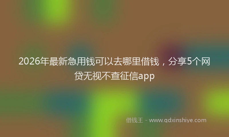 2026年最新急用钱可以去哪里借钱，分享5个网贷无视不查征信app