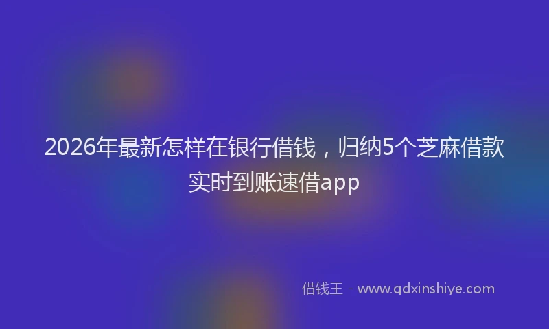 2026年最新怎样在银行借钱，归纳5个芝麻借款实时到账速借app