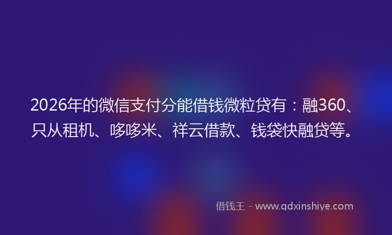 2026年的微信支付分能借钱微粒贷有：融360、只从租机、哆哆米、祥云借款、钱袋快融贷等。