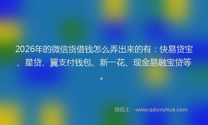 2026年的微信货借钱怎么弄出来的有：快易贷宝、星贷、翼支付钱包、新一花、现金易融宝贷等。