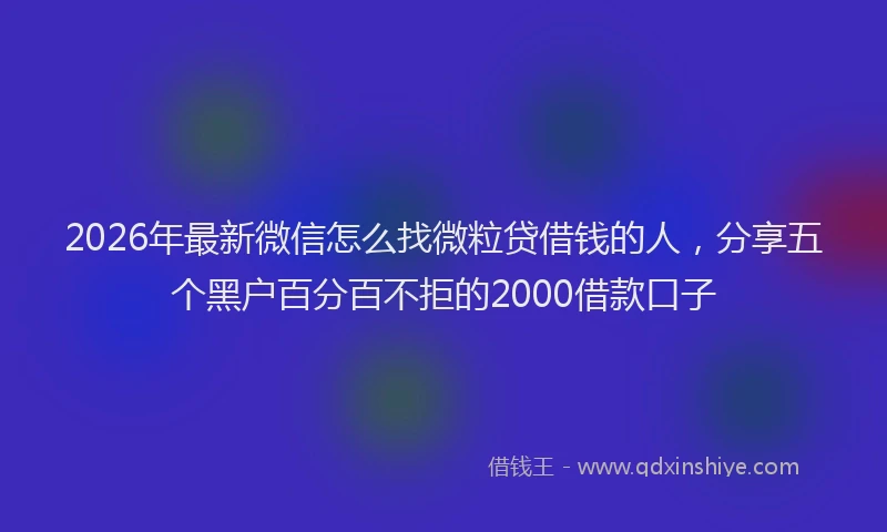 2026年最新微信怎么找微粒贷借钱的人，分享五个黑户百分百不拒的2000借款口子