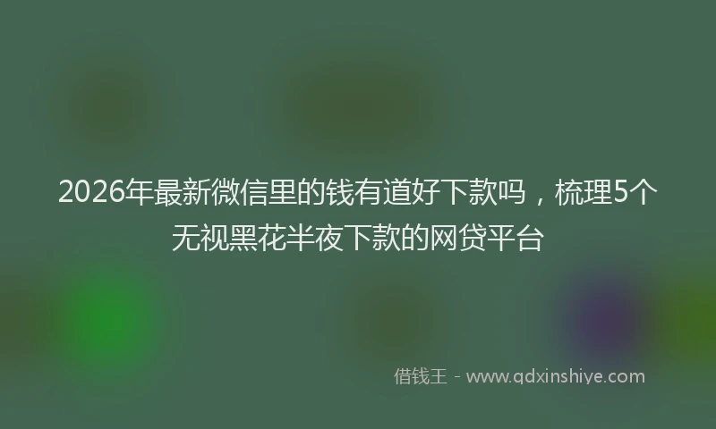 2026年最新微信里的钱有道好下款吗，梳理5个无视黑花半夜下款的网贷平台