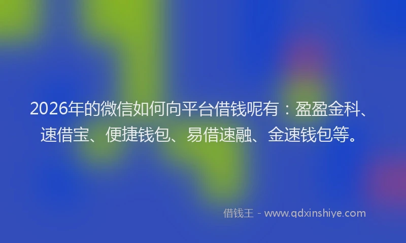 2026年的微信如何向平台借钱呢有：盈盈金科、速借宝、便捷钱包、易借速融、金速钱包等。