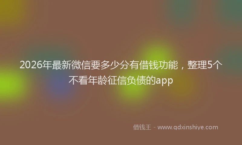2026年最新微信要多少分有借钱功能，整理5个不看年龄征信负债的app