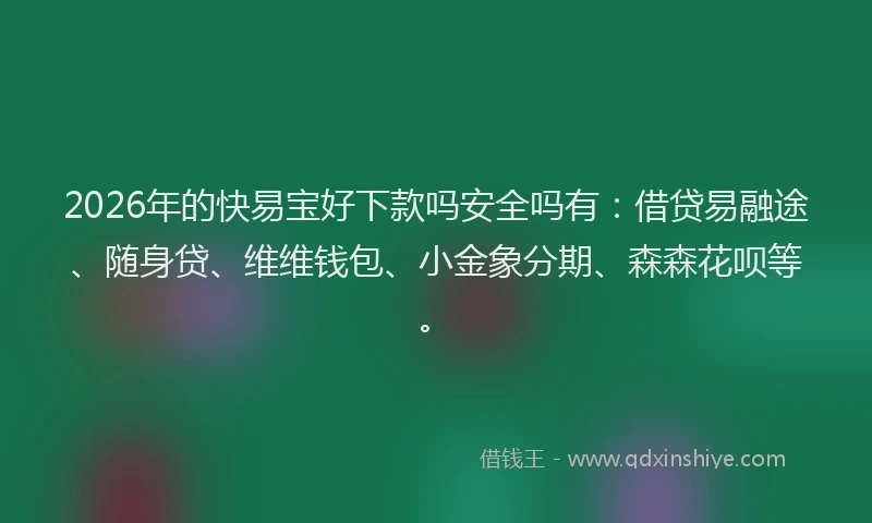 2026年的快易宝好下款吗安全吗有：借贷易融途、随身贷、维维钱包、小金象分期、森森花呗等。
