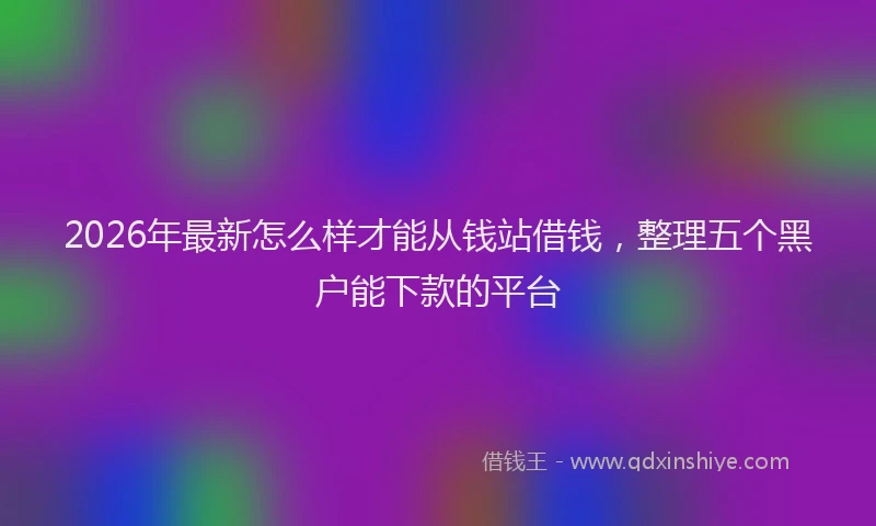 2026年最新怎么样才能从钱站借钱，整理五个黑户能下款的平台