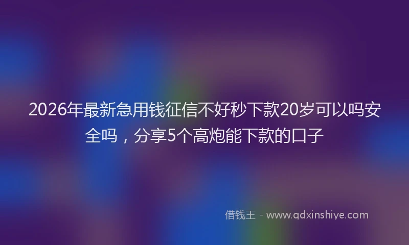 2026年最新急用钱征信不好秒下款20岁可以吗安全吗,分享5个高炮能下款的口子