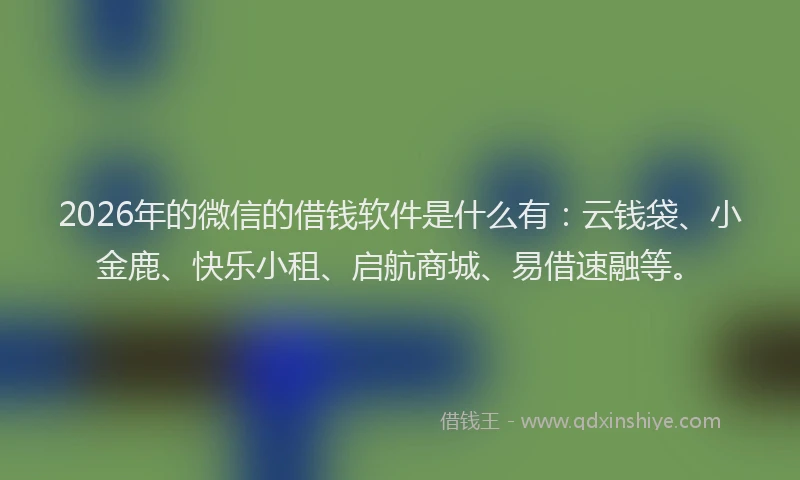 2026年的微信的借钱软件是什么有：云钱袋、小金鹿、快乐小租、启航商城、易借速融等。