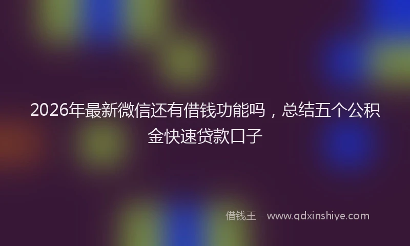2026年最新微信还有借钱功能吗，总结五个公积金快速贷款口子