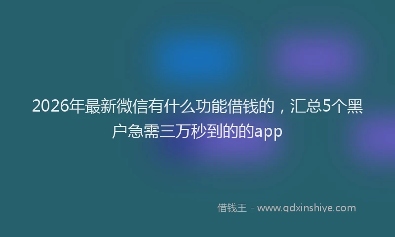 2026年最新微信有什么功能借钱的，汇总5个黑户急需三万秒到的的app