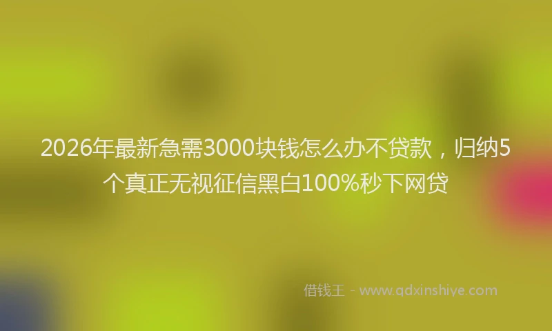 2026年最新急需3000块钱怎么办不贷款,归纳5个真正无视征信黑白100%秒下网贷