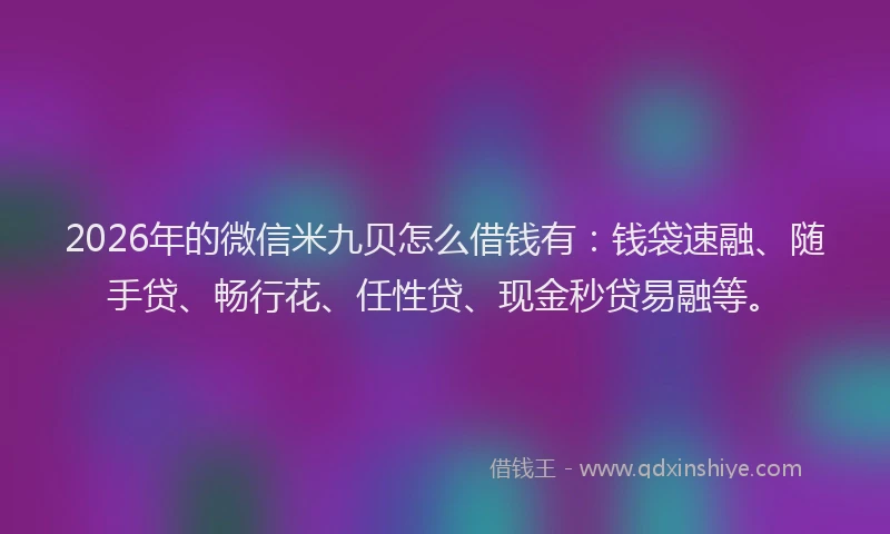 2026年的微信米九贝怎么借钱有：钱袋速融、随手贷、畅行花、任性贷、现金秒贷易融等。
