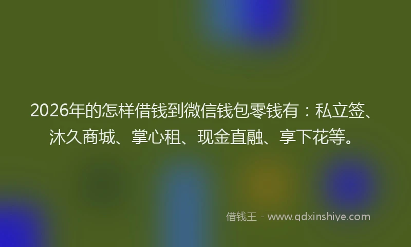 2026年的怎样借钱到微信钱包零钱有:私立签、沐久商城、掌心租、现金直融、享下花等。