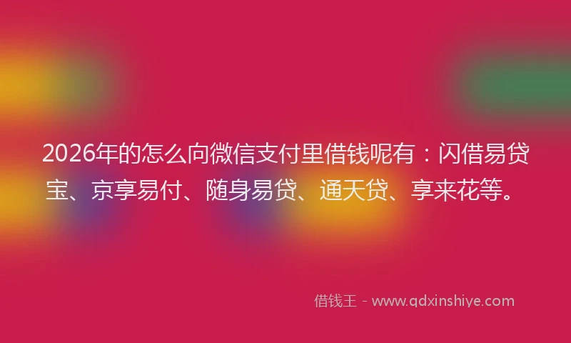 2026年的怎么向微信支付里借钱呢有:闪借易贷宝、京享易付、随身易贷、通天贷、享来花等。
