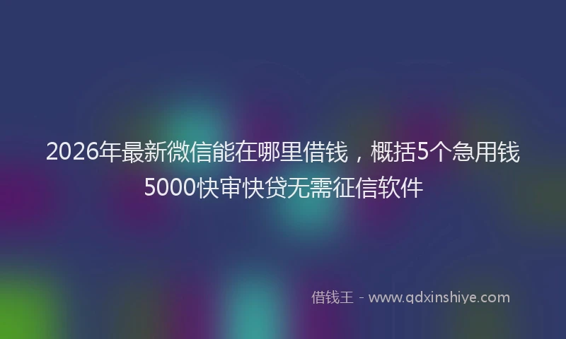 2026年最新微信能在哪里借钱，概括5个急用钱5000快审快贷无需征信软件