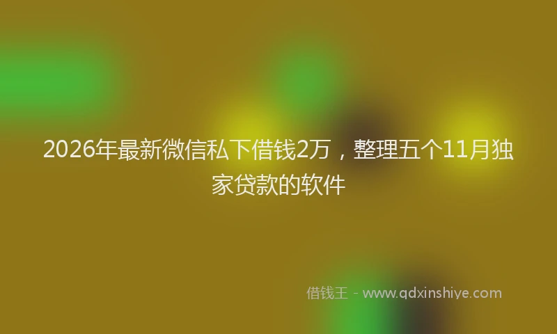 2026年最新微信私下借钱2万，整理五个11月独家贷款的软件