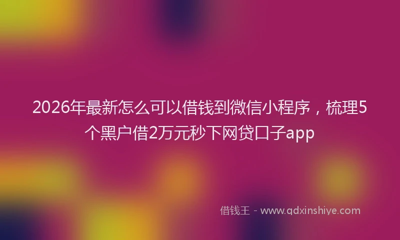 2026年最新怎么可以借钱到微信小程序，梳理5个黑户借2万元秒下网贷口子app