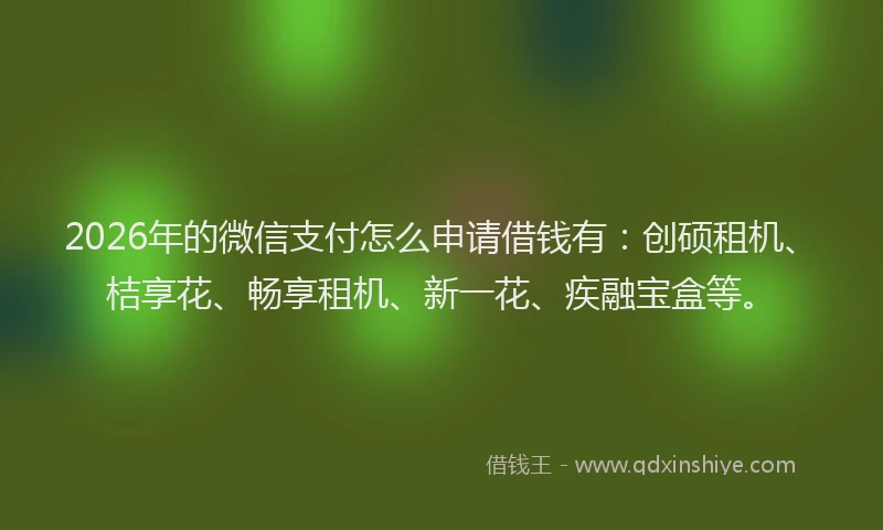 2026年的微信支付怎么申请借钱有：创硕租机、桔享花、畅享租机、新一花、疾融宝盒等。