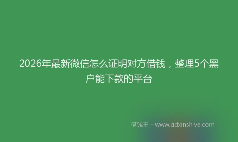 2026年最新微信怎么证明对方借钱，整理5个黑户能下款的平台