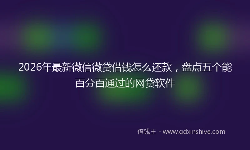 2026年最新微信微贷借钱怎么还款，盘点五个能百分百通过的网贷软件