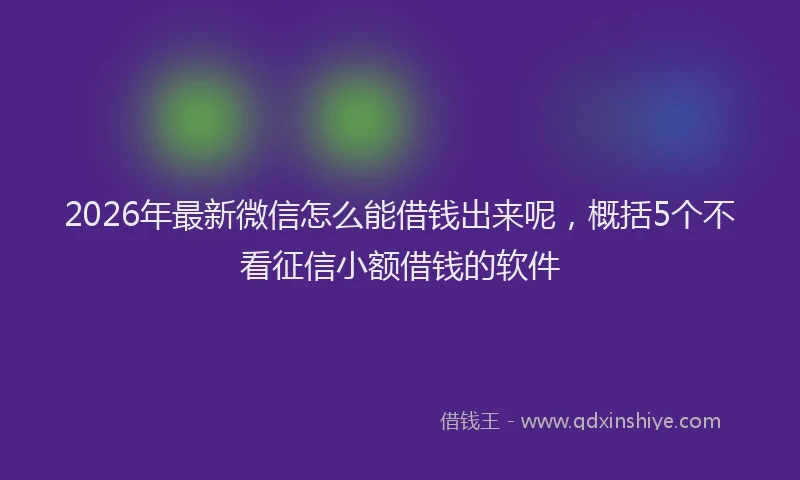 2026年最新微信怎么能借钱出来呢，概括5个不看征信小额借钱的软件