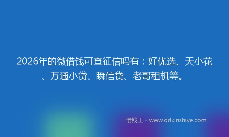 2026年的微借钱可查征信吗有：好优选、天小花、万通小贷、瞬信贷、老哥租机等。