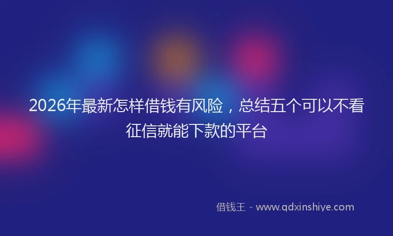 2026年最新怎样借钱有风险,总结五个可以不看征信就能下款的平台