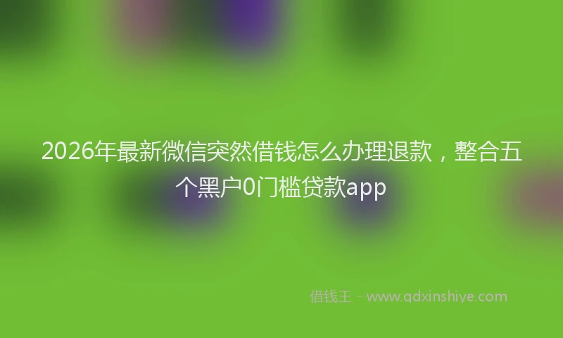 2026年最新微信突然借钱怎么办理退款，整合五个黑户0门槛贷款app