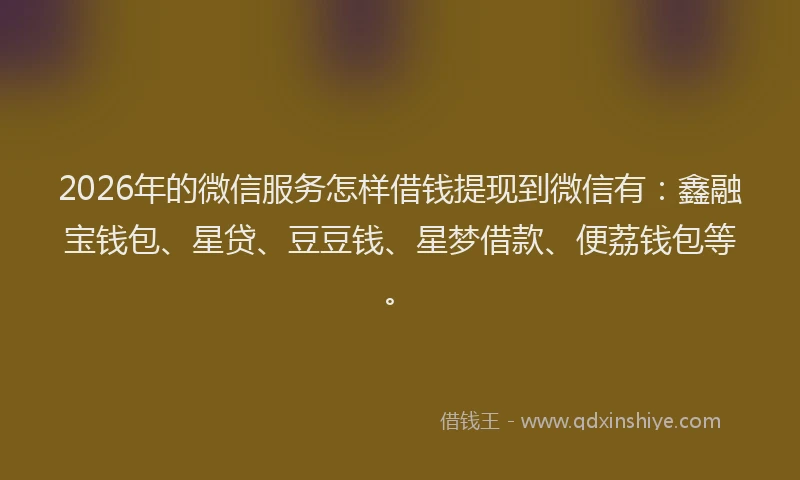 2026年的微信服务怎样借钱提现到微信有：鑫融宝钱包、星贷、豆豆钱、星梦借款、便荔钱包等。
