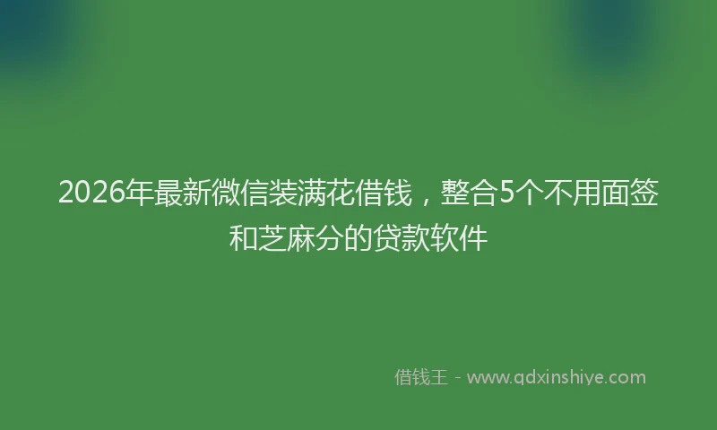 2026年最新微信装满花借钱，整合5个不用面签和芝麻分的贷款软件