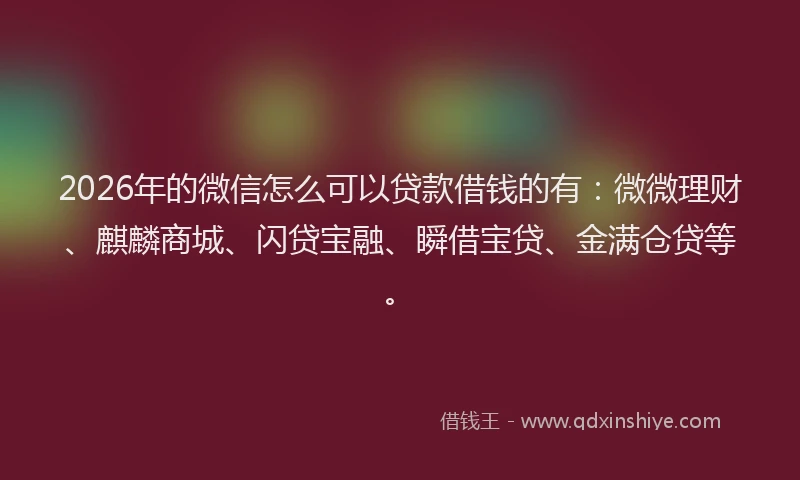 2026年的微信怎么可以贷款借钱的有：微微理财、麒麟商城、闪贷宝融、瞬借宝贷、金满仓贷等。
