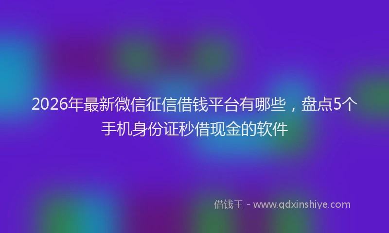 2026年最新微信征信借钱平台有哪些，盘点5个手机身份证秒借现金的软件