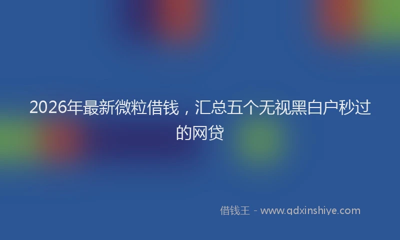 2026年最新微粒借钱，汇总五个无视黑白户秒过的网贷