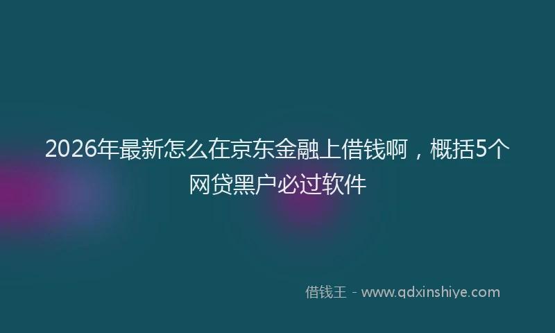 2026年最新怎么在京东金融上借钱啊，概括5个网贷黑户必过软件