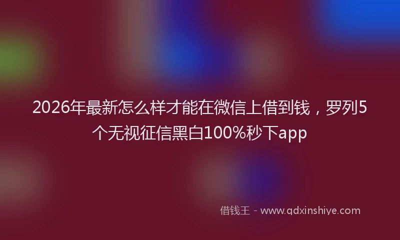 2026年最新怎么样才能在微信上借到钱，罗列5个无视征信黑白100%秒下app