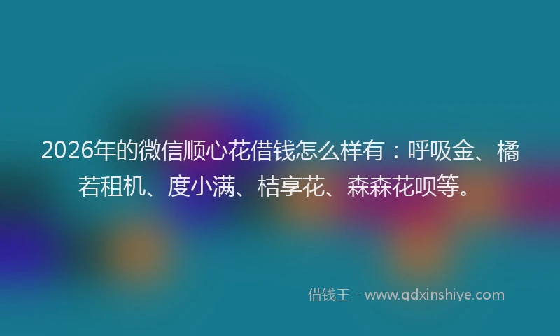 2026年的微信顺心花借钱怎么样有：呼吸金、橘若租机、度小满、桔享花、森森花呗等。