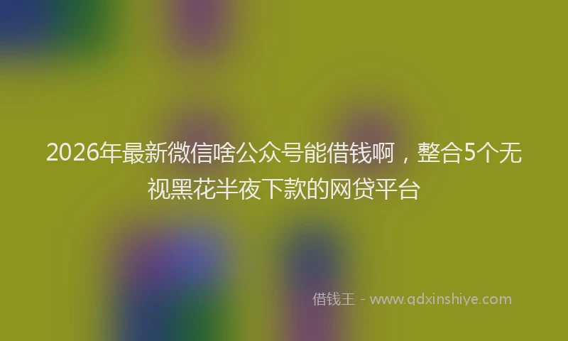 2026年最新微信啥公众号能借钱啊，整合5个无视黑花半夜下款的网贷平台