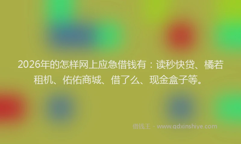 2026年的怎样网上应急借钱有：读秒快贷、橘若租机、佑佑商城、借了么、现金盒子等。