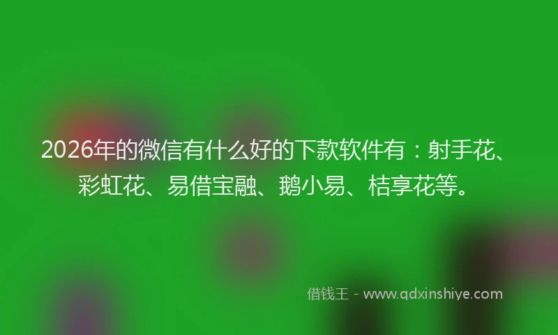 2026年的微信有什么好的下款软件有：射手花、彩虹花、易借宝融、鹅小易、桔享花等。