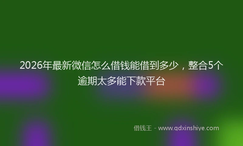 2026年最新微信怎么借钱能借到多少，整合5个逾期太多能下款平台
