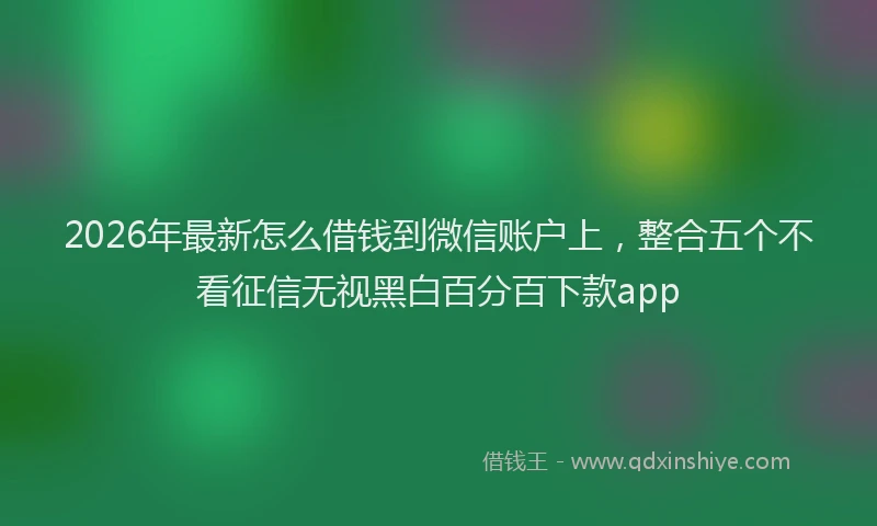 2026年最新怎么借钱到微信账户上，整合五个不看征信无视黑白百分百下款app