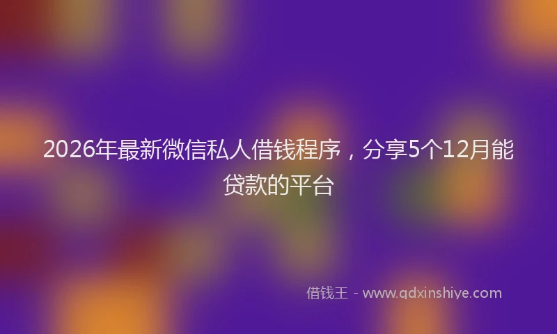 2026年最新微信私人借钱程序，分享5个12月能贷款的平台