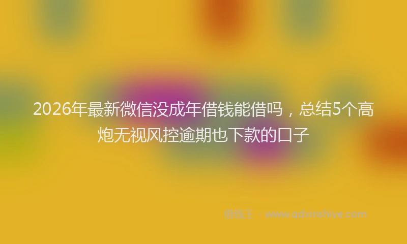2026年最新微信没成年借钱能借吗，总结5个高炮无视风控逾期也下款的口子