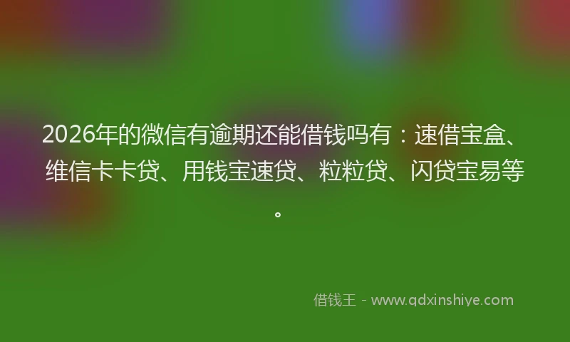 2026年的微信有逾期还能借钱吗有：速借宝盒、维信卡卡贷、用钱宝速贷、粒粒贷、闪贷宝易等。