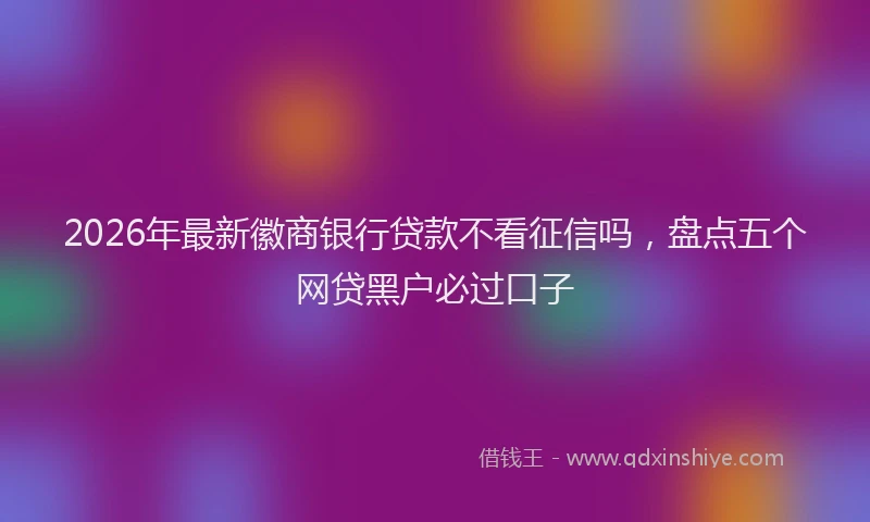 2026年最新徽商银行贷款不看征信吗，盘点五个网贷黑户必过口子