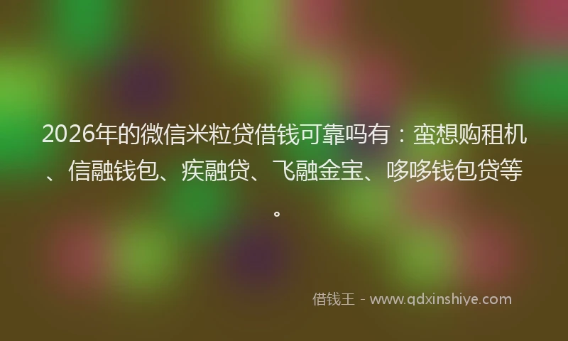 2026年的微信米粒贷借钱可靠吗有：蛮想购租机、信融钱包、疾融贷、飞融金宝、哆哆钱包贷等。