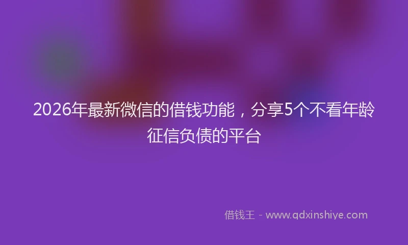 2026年最新微信的借钱功能，分享5个不看年龄征信负债的平台