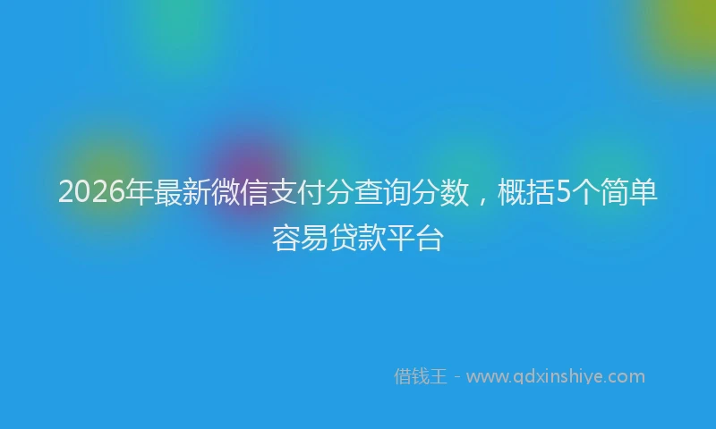 2026年最新微信支付分查询分数，概括5个简单容易贷款平台